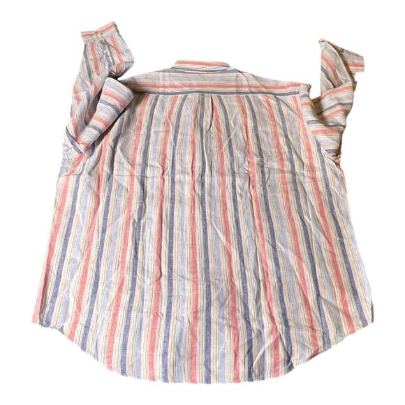 Brooks Brothers Madison Shirt Mens XXL Pink Blue Irish Linen Striped Button Down - Picture 2 of 6